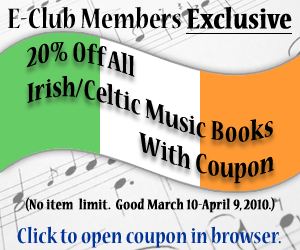E-Club Members Coupon 20% Off All Irish/Celtic Music Books