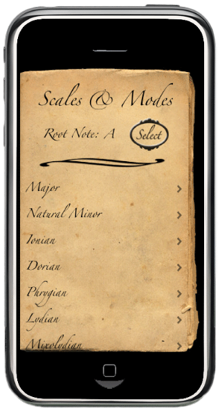 Animated graphic of the Scales and Modes app